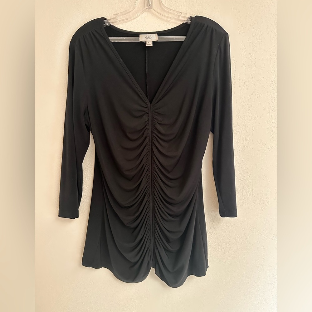Elegant Black Ruched Women's Top